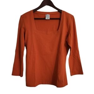 WATER GILS,       BASICS Orange Square Neck T-shirt